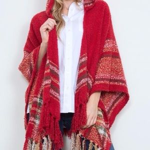 Comfy Hooded Knit Poncho